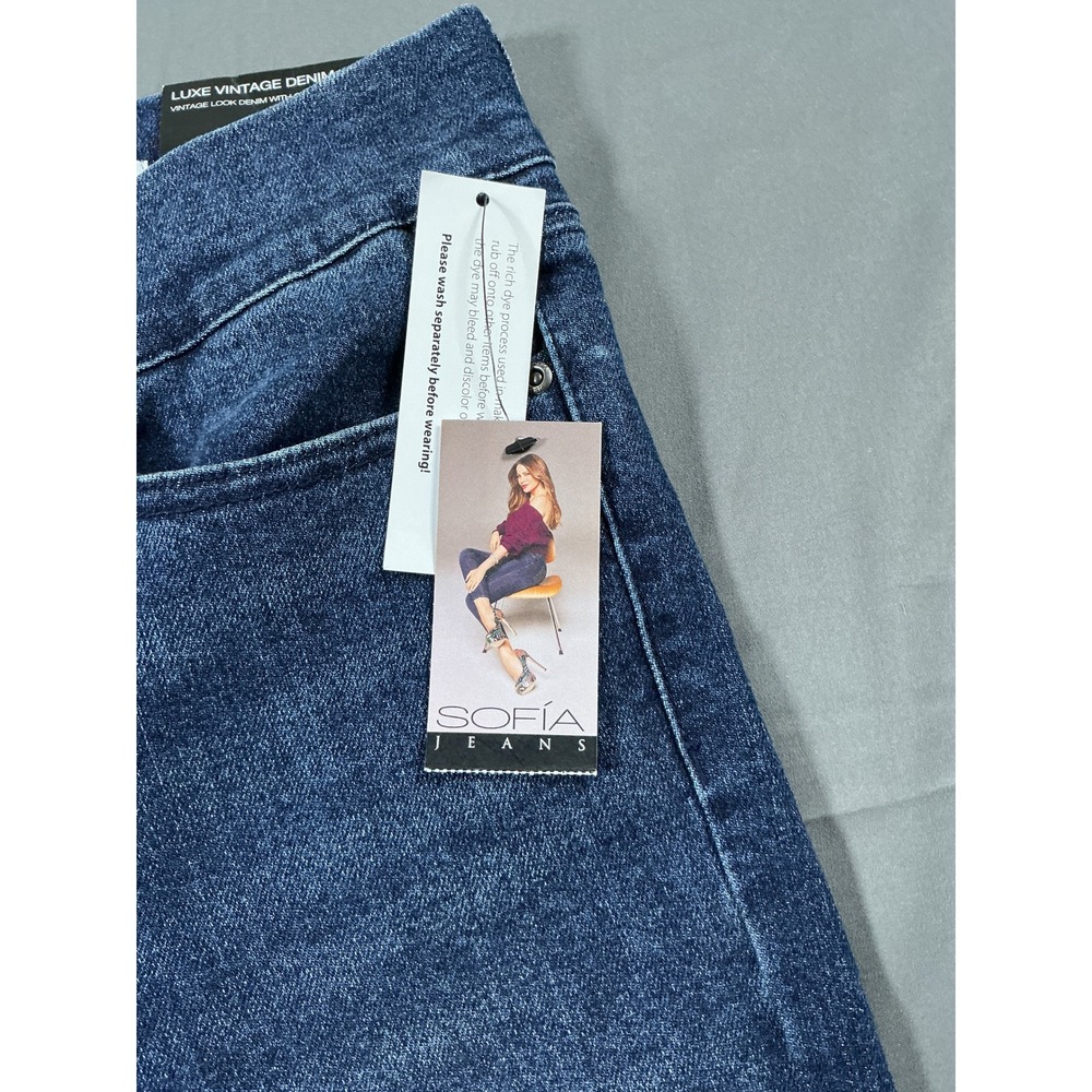 Sofia Jeans by Sofia Vergara Margot Wide Leg High Rise Dark Wash Denim Size 16 - Picture 9 of 12